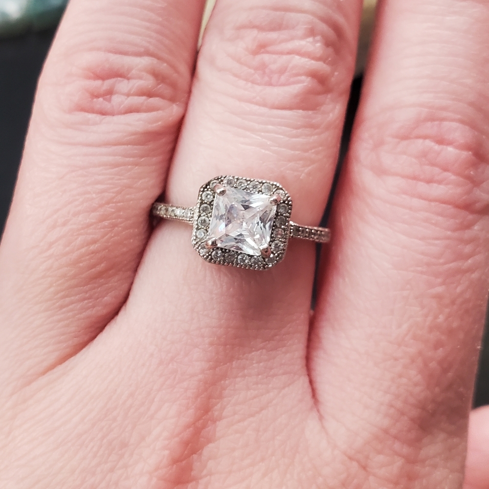 Sterling Cushion-Cut CZ Size 7